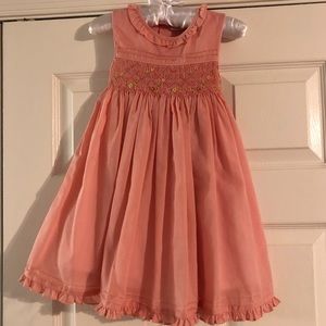 Pink cotton smocked dress 3T
